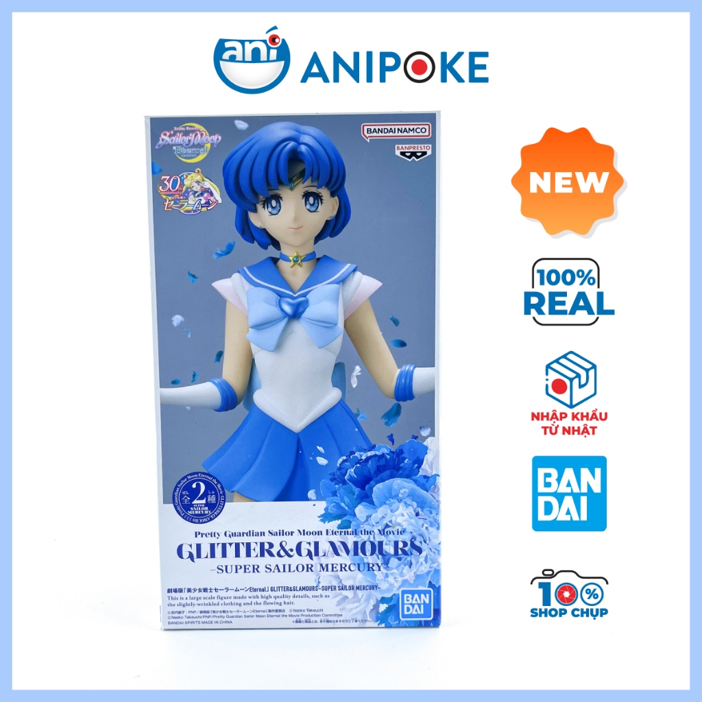 Mô hình Super Sailor Mercury Glitters and glamous Thủy Thủ Sao Thủy New, full seal  Bandai, hàng nội địa Nhật F44-7