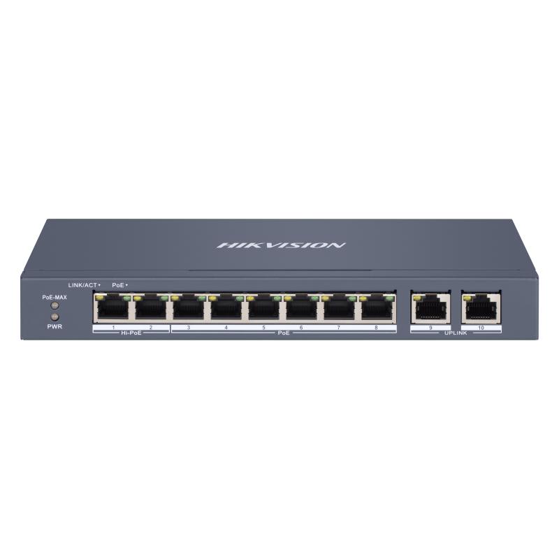 Switch mạng thông minh 8 cổng PoE 2 cổng uplink 1000Mbps, DS-3E1310HP-EI