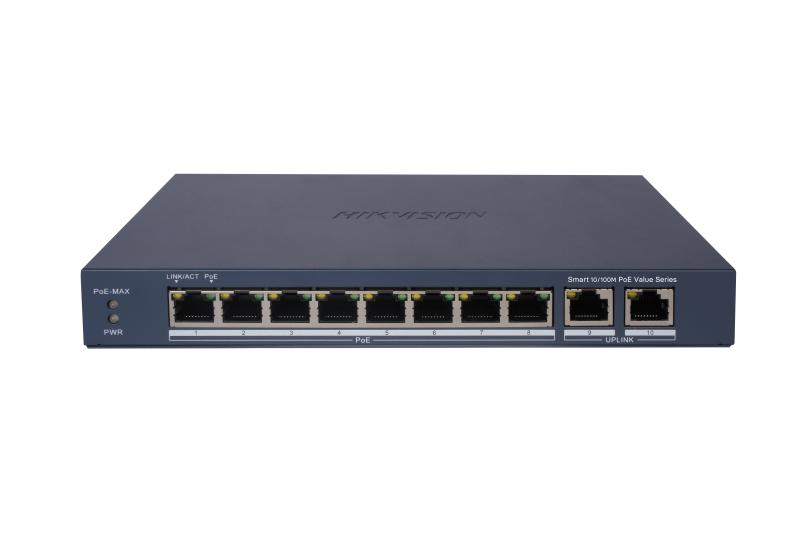Switch mạng thông minh 8 cổng PoE 2 cổng uplink 1000Mbps, DS-3SH910-NM