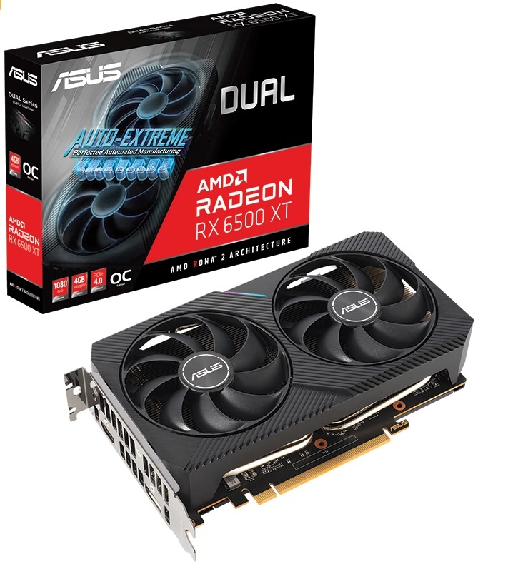 Card màn hình ASUS Dual Radeon RX 6500 XT V2 OC Edition 4GB GDDR6 (DUAL-RX6500XT-O4G-V2)
