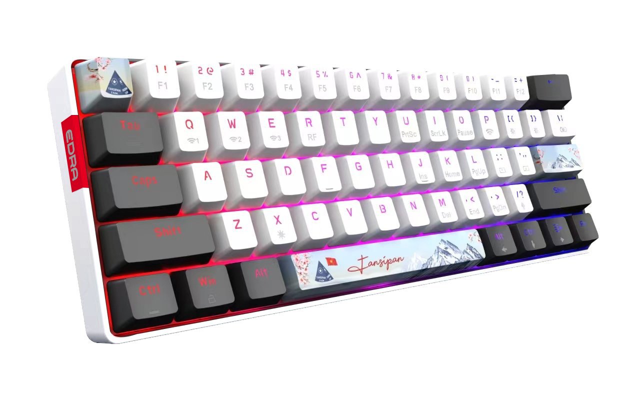 Bàn phím cơ chơi game EDRA EK361W - SNOW (Gray + White)