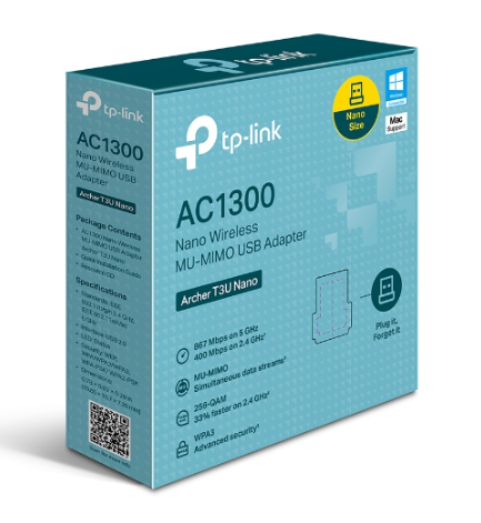 Thiết bị thu phát vô tuyến băng tần 2.4/5 GHz, hiệu TP-LINK, Archer T3u Nano