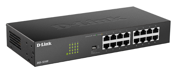 Bộ chuyển mạch D-Link Gigabit không quản lý 16 cổng dành cho máy tính để bàn DGS-1016D