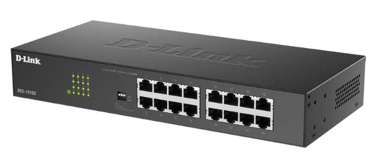 Bộ chuyển mạch D-Link Gigabit không quản lý 16 cổng dành cho máy tính để bàn DGS-1016D