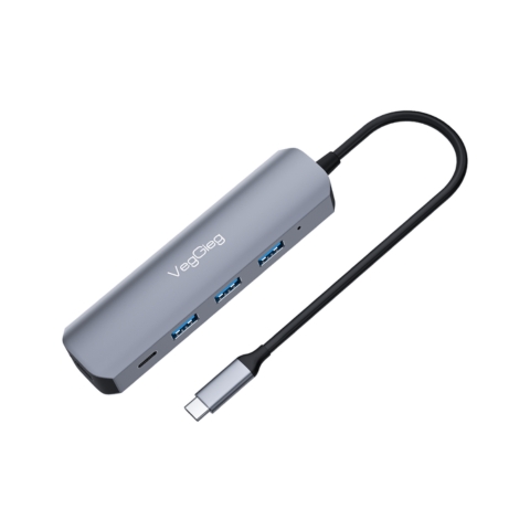 Bộ Chuyển Đổi VegGieg V-TC05H USB Type C Ra HDMI+3 USB3.0+Cổng Sạc PD