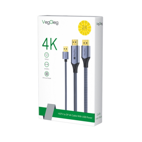 Cáp Chuyển HDMI Ra DisPlayport Dương Hỗ Trợ 4K Có Cáp Nguồn USB VegGieg V-Z102