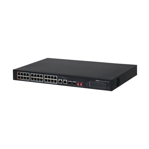 Switch PoE 24 port (hỗ trợ 2 cổng Uplink 1G + 2 cổng quang) Layer 2 unmanaged DH-PFS3226-24ET-240