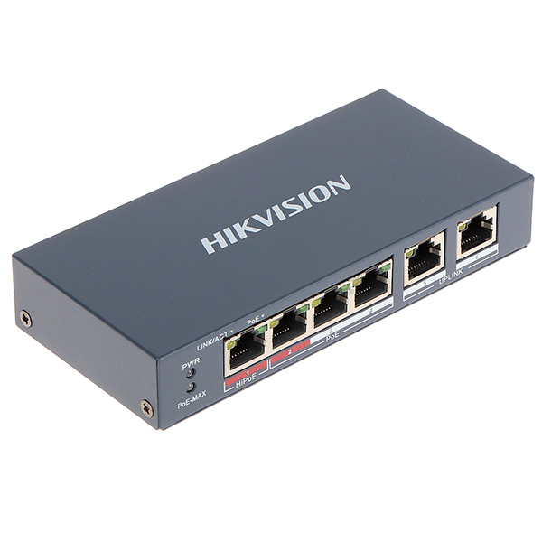 Switch mạng Hikvision POE 4 cổng 100M, 2 cổng uplink 10/100M , Layer 2, DS-3E0106HP-E