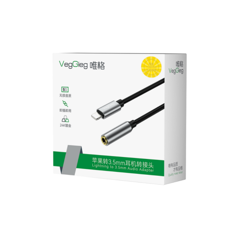 Cáp chuyển Lightning ra 3.5mm (âm) 1m Veggieg V-A619