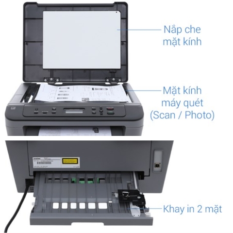 Máy In Laser Trắng Đen Đa Năng Brother DCP-L2520D In 2 Mặt Scan Copy