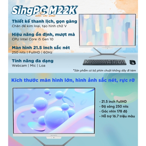 Máy Tính All In One SingPC M22Ki382-W Core i3 10100