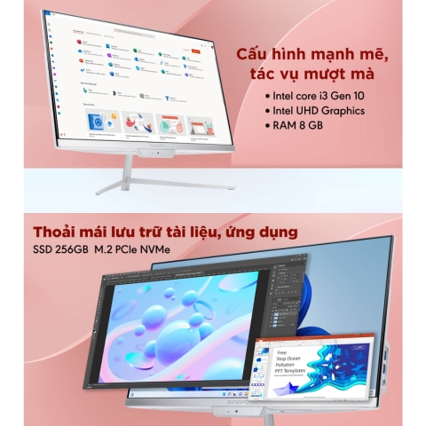 Máy Tính All In One SingPC M22Vi382-W Core i3-10100