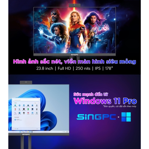 Máy Tính All In One SingPC M24Ei51282-W Core i5-12400