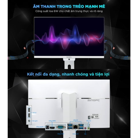 Máy Tính All In One SingPC M24P672-W Pentium Gold G6400 Processor