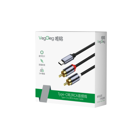 Cáp chuyển Usb Type C ra 2 Đầu bông sen (RCA) Veggieg V-A621 1.5m