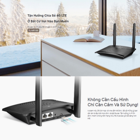 Router Wifi 4G LTE TP-Link MR100 Chuẩn N 300Mbps