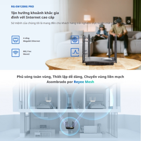 Router Wifi Ruijie RG-EW1200G PRO Băng Tần Kép 1267Mbps