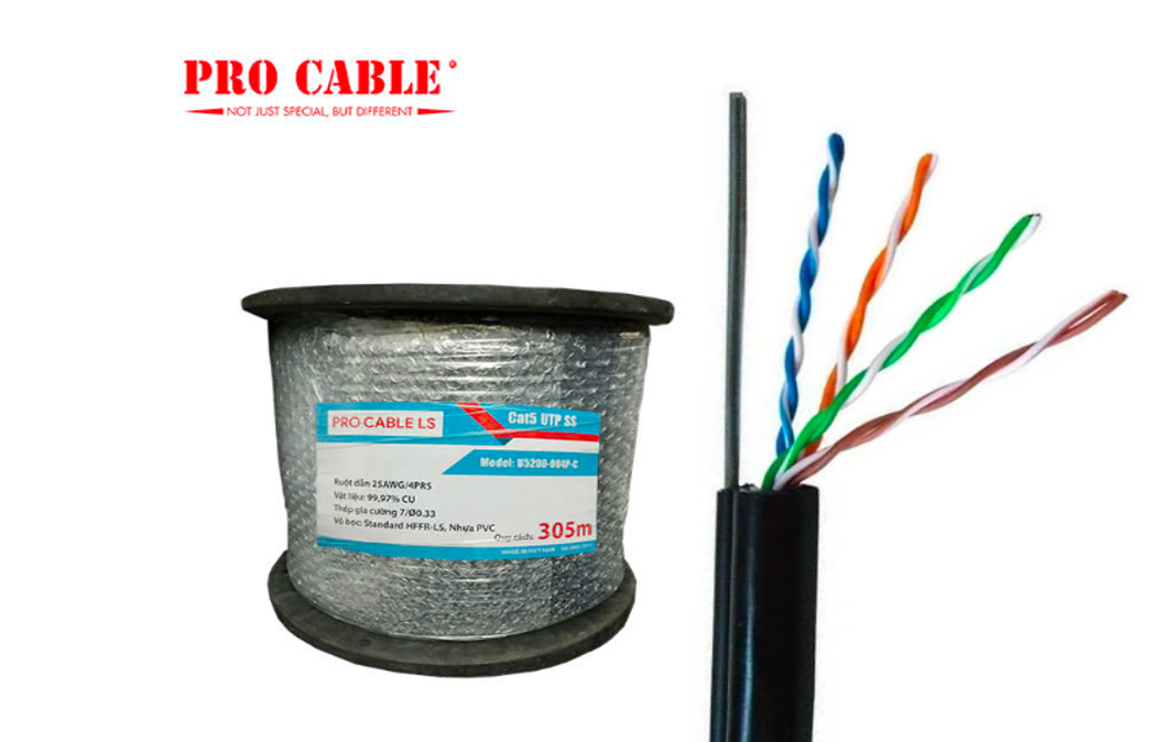 Cáp mạng PRO CABLE Cat5e UTP Outdoor PE Self-Supporting
