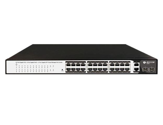Thiết bị chuyển mạch Switch Cloud Managed PoE BDCOM S2500-24P2G2S-W