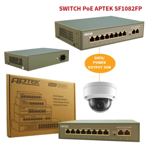 Switch POE 8 Port Aptek SF1082FP Chuyên Dụng Cho Camera