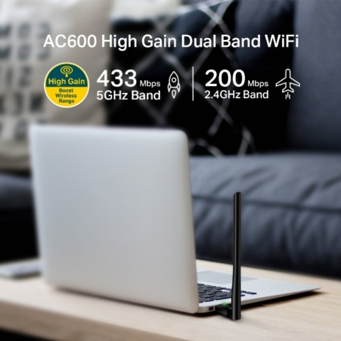 Bộ Chuyển Đổi USB Wi-Fi TP-Link Archer T2U Plus AC600 Băng Tần Kép Độ Lợi Cao