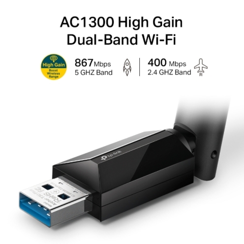 USB Wi-Fi Độ Lợi Cao Archer T3U Plus AC1300 Băng Tần Kép