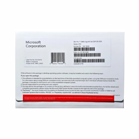 Windows 11 Pro 64Bit Eng Intl 1PK DSP OEI DVD