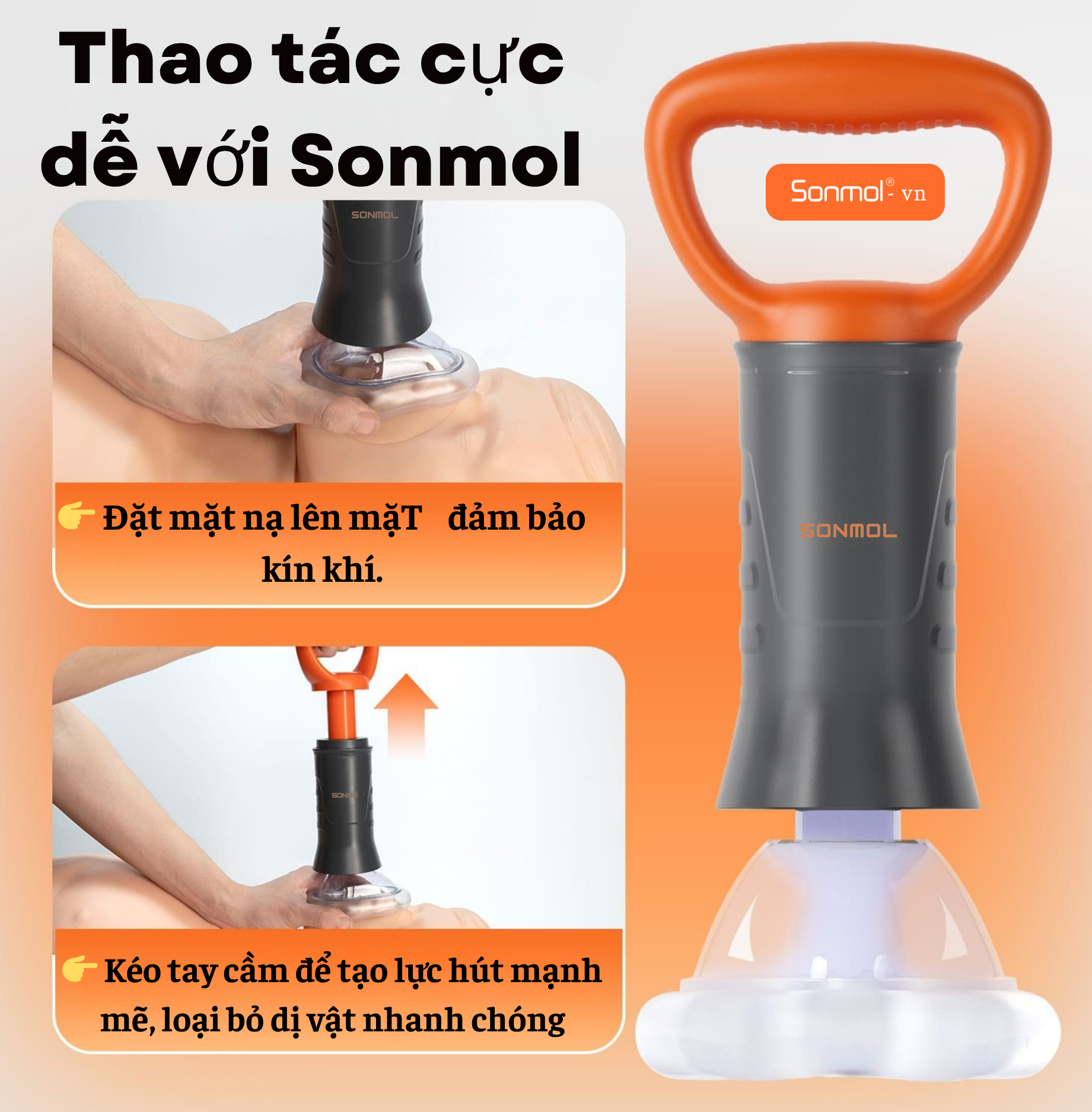 Dụng cụ sơ cứu hóc dị vật Sonmol Heimlich MFAC-06AV | Bảo hành 12 tháng - Lỗi 1 đổi 1