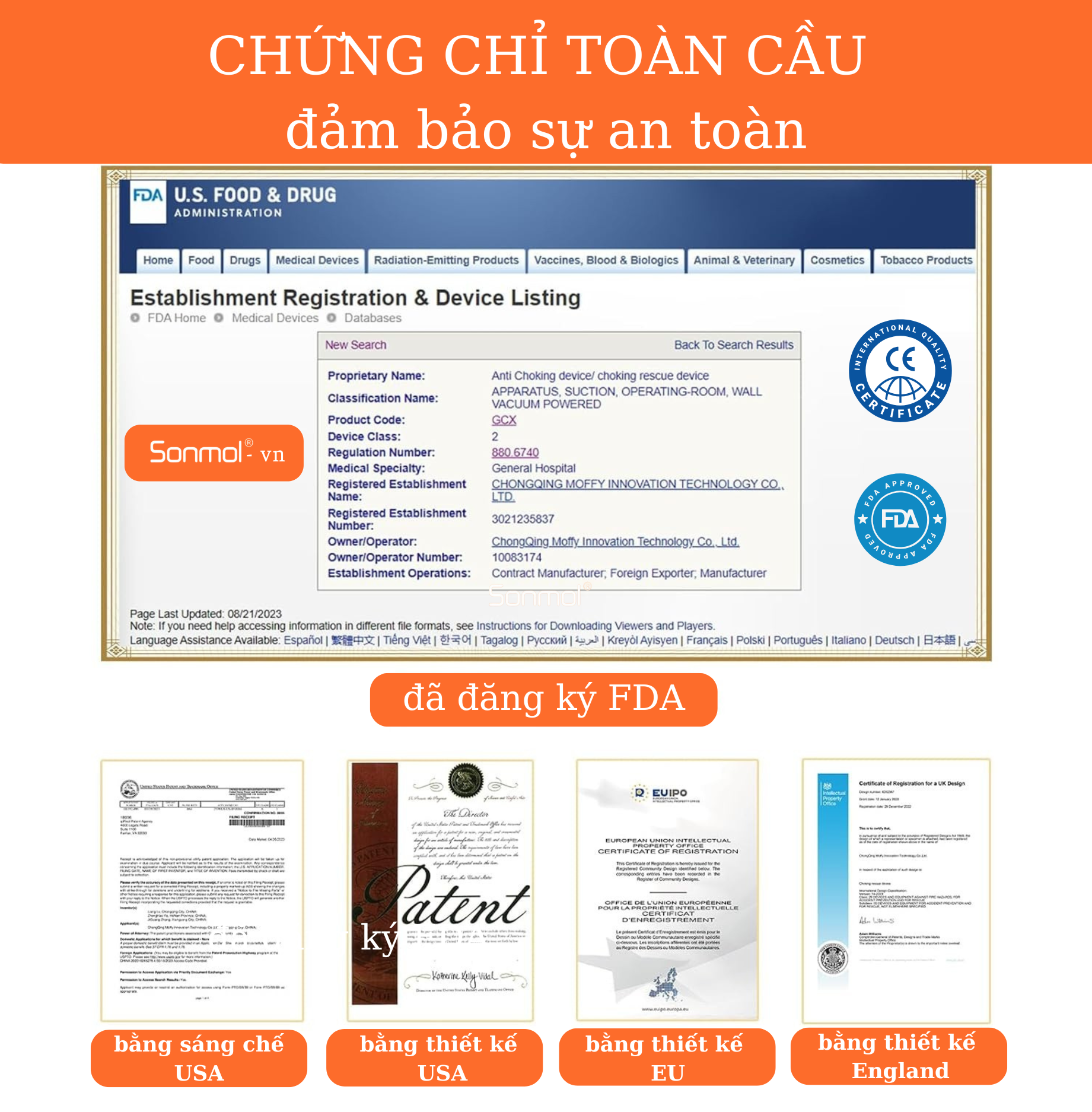 Dụng Cụ Hỗ Trợ Sơ Cứu Hóc Dị Vật Sonmol MFAC-08VC sản phẩm chính hãng