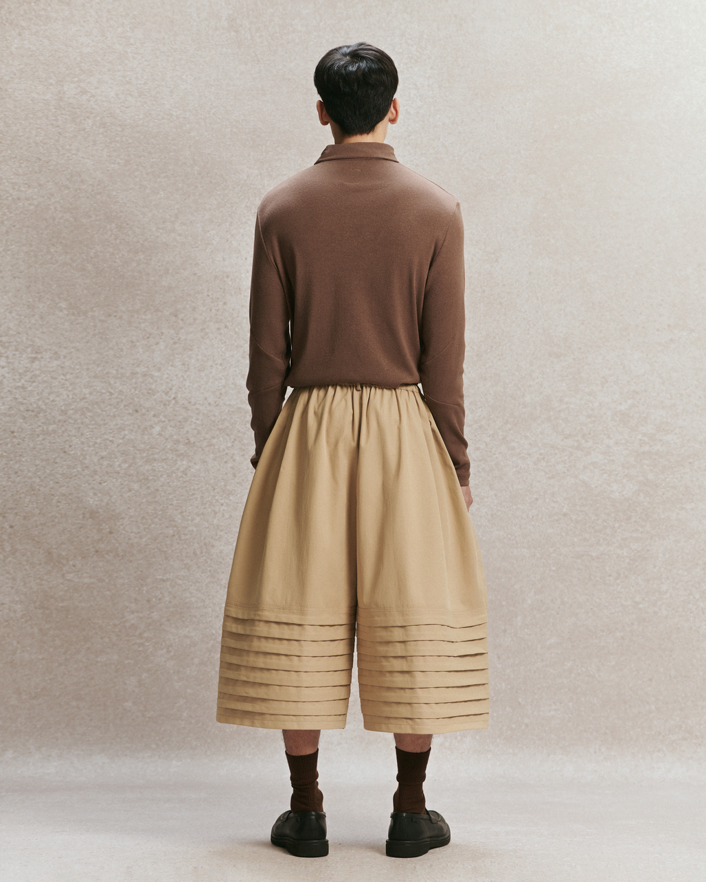 Plate Culottes Pants Beige