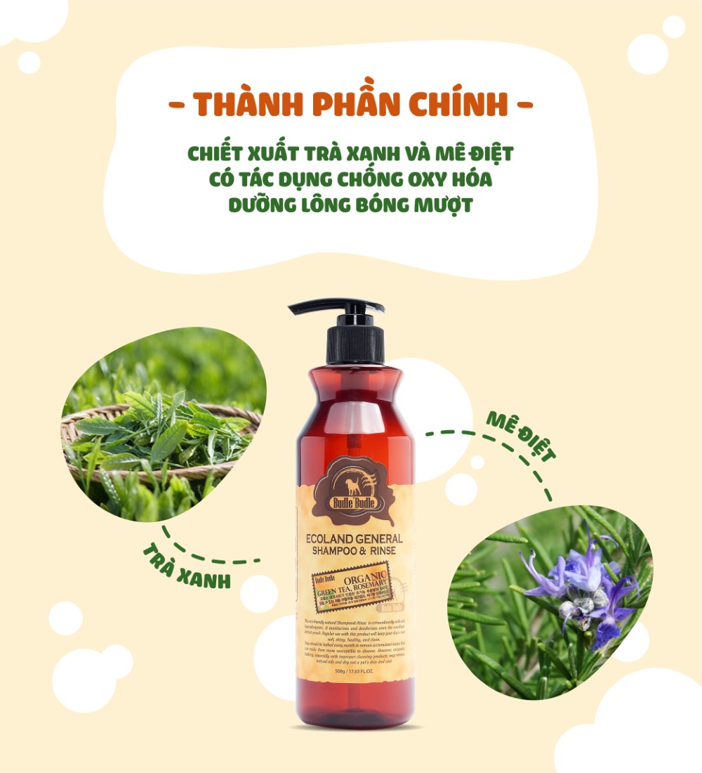 Dầu gội và xả cho chó Budle'Budle