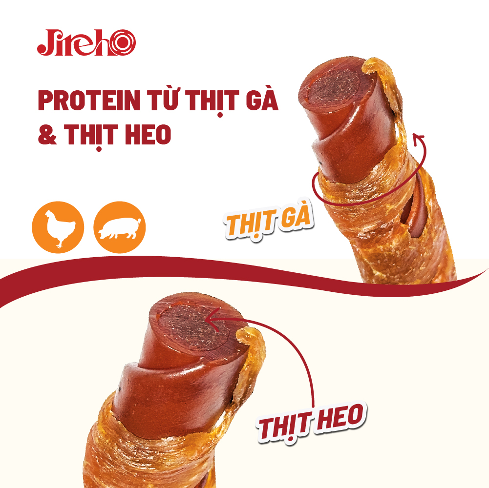 Que xoắn nhân thịt heo quấn gà
