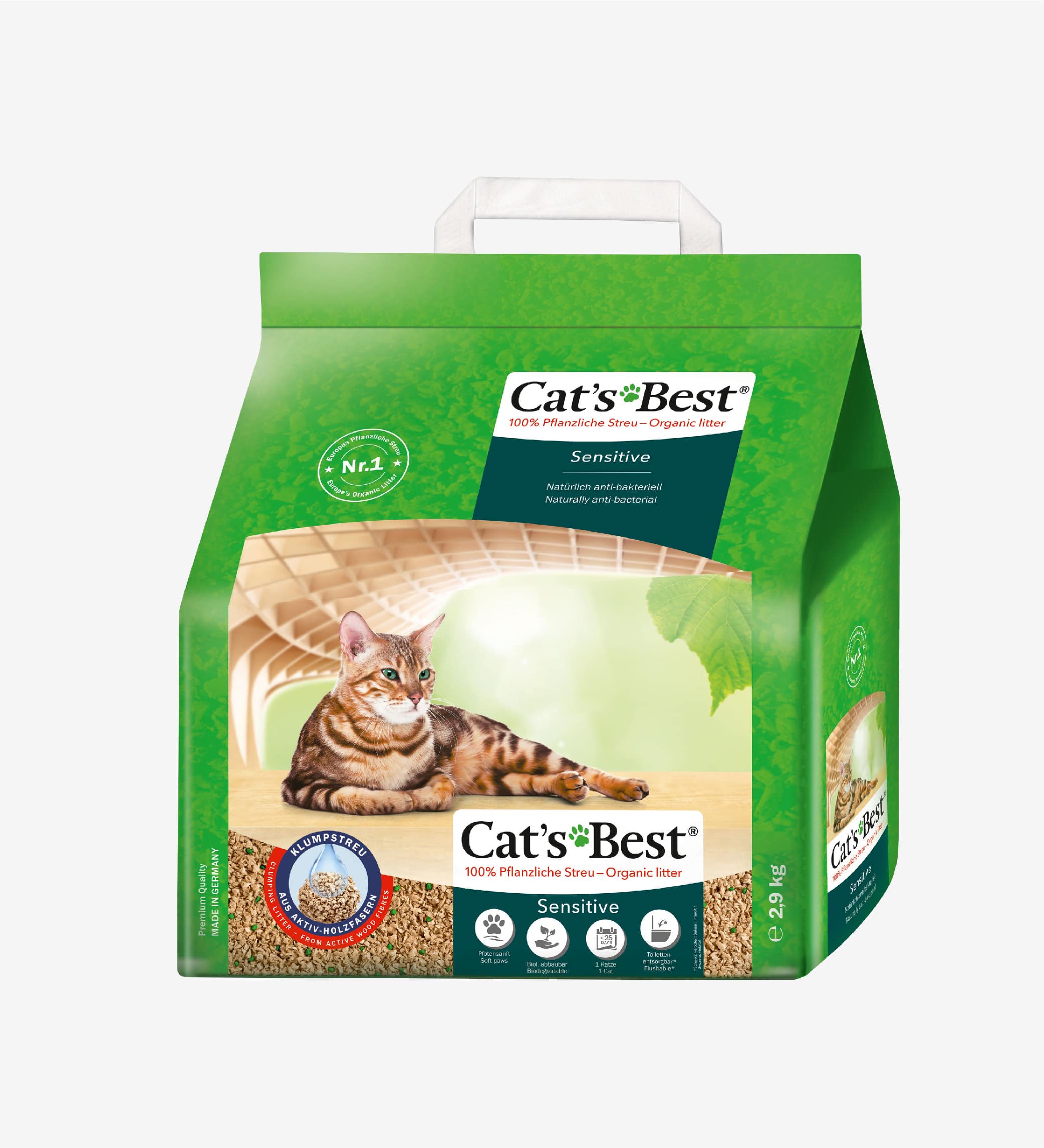 Cát vệ sinh hữu cơ vón cục siêu thấm hút và kháng khuẩn Cat's Best Sensitive
