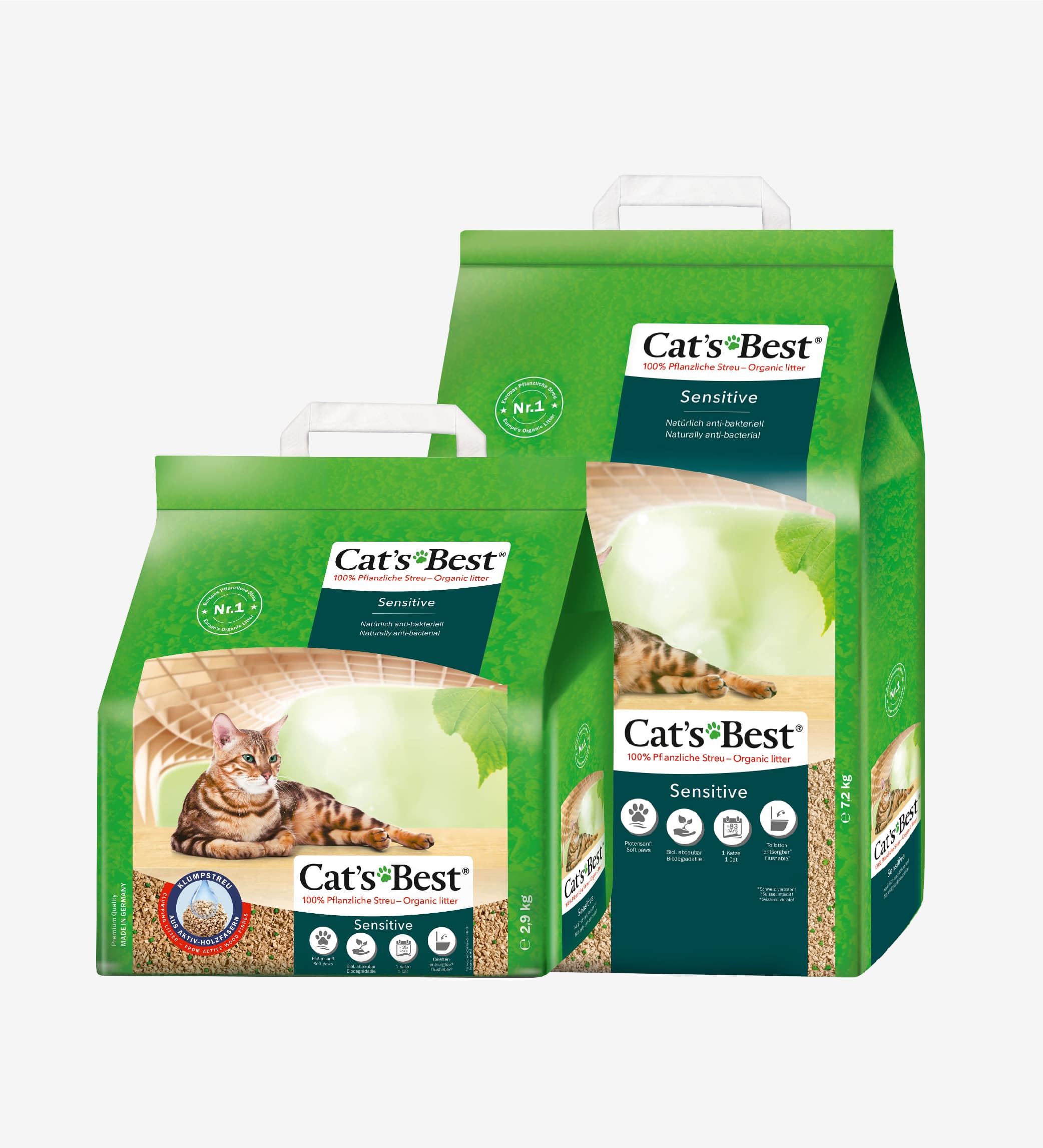 Cát vệ sinh hữu cơ vón cục siêu thấm hút và kháng khuẩn Cat's Best Sensitive