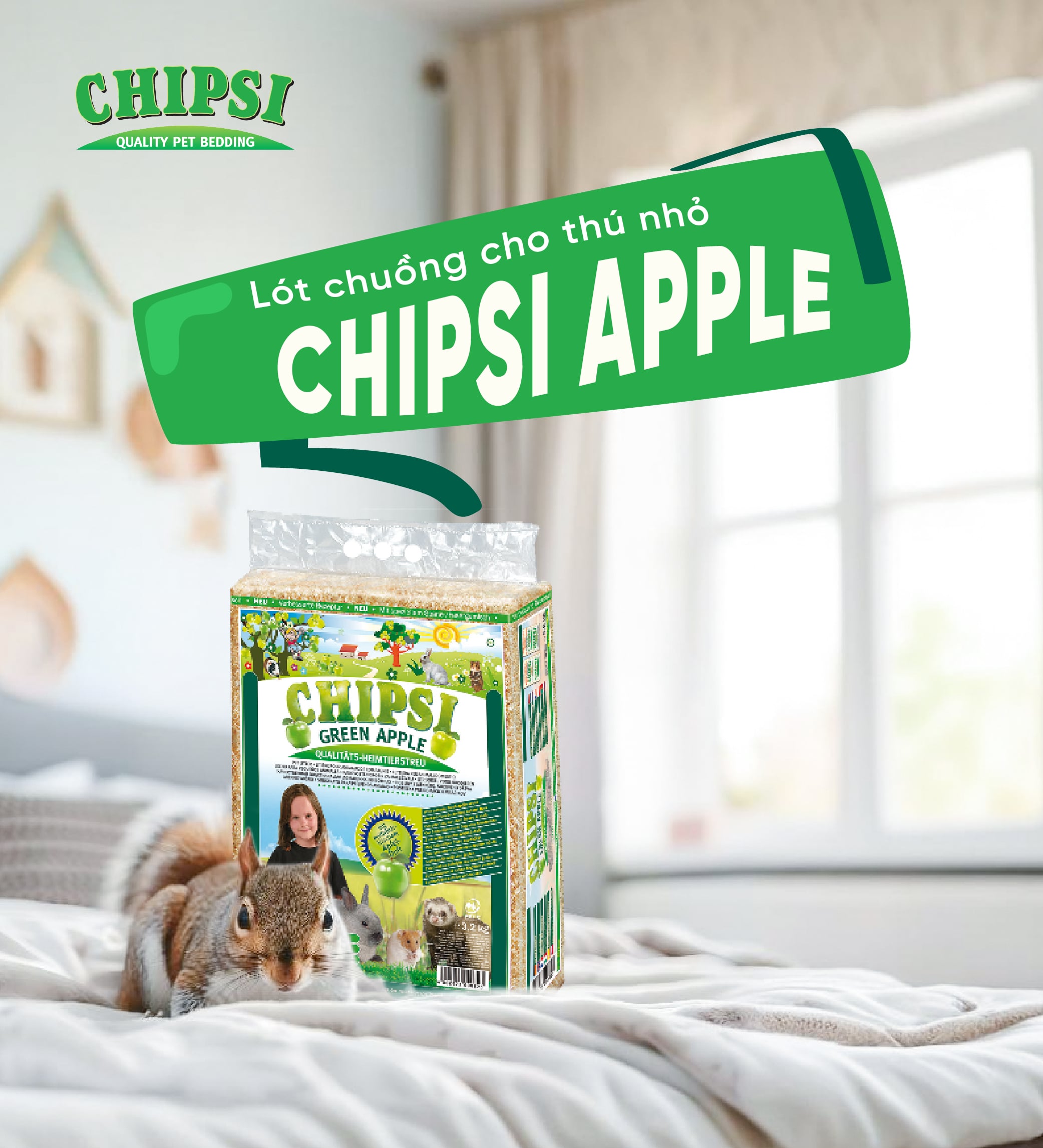 Lót chuồng cho thú nhỏ Chipsi Apple