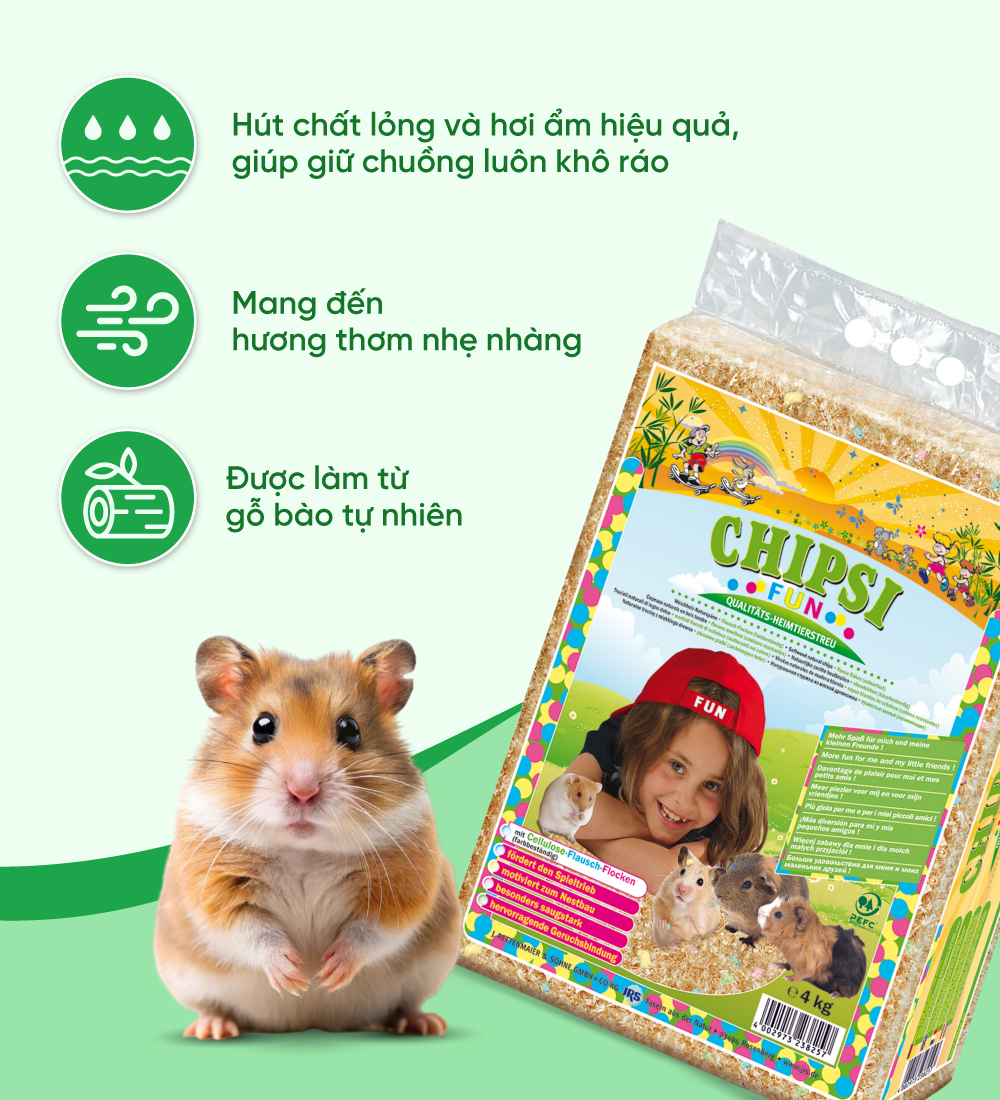 Lót chuồng cho thú nhỏ Chipsi Fun