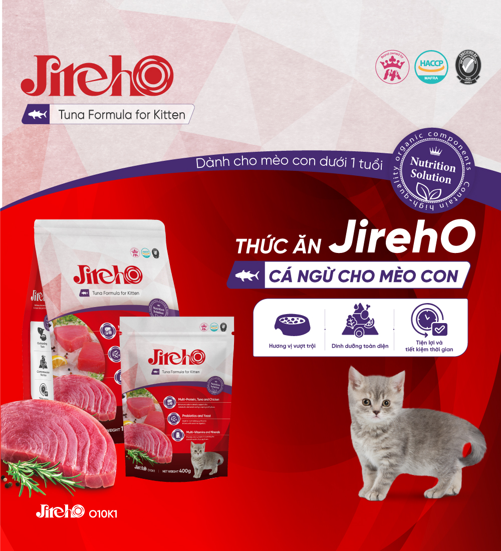 Thức ăn JirehO Cá ngừ cho mèo con
