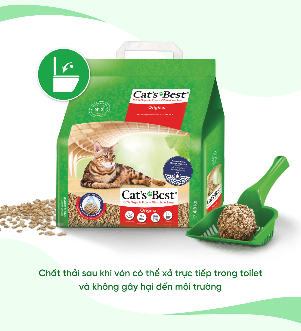 Cát vệ sinh hữu cơ vón cục khử mùi và vi trùng Cat's Best Original