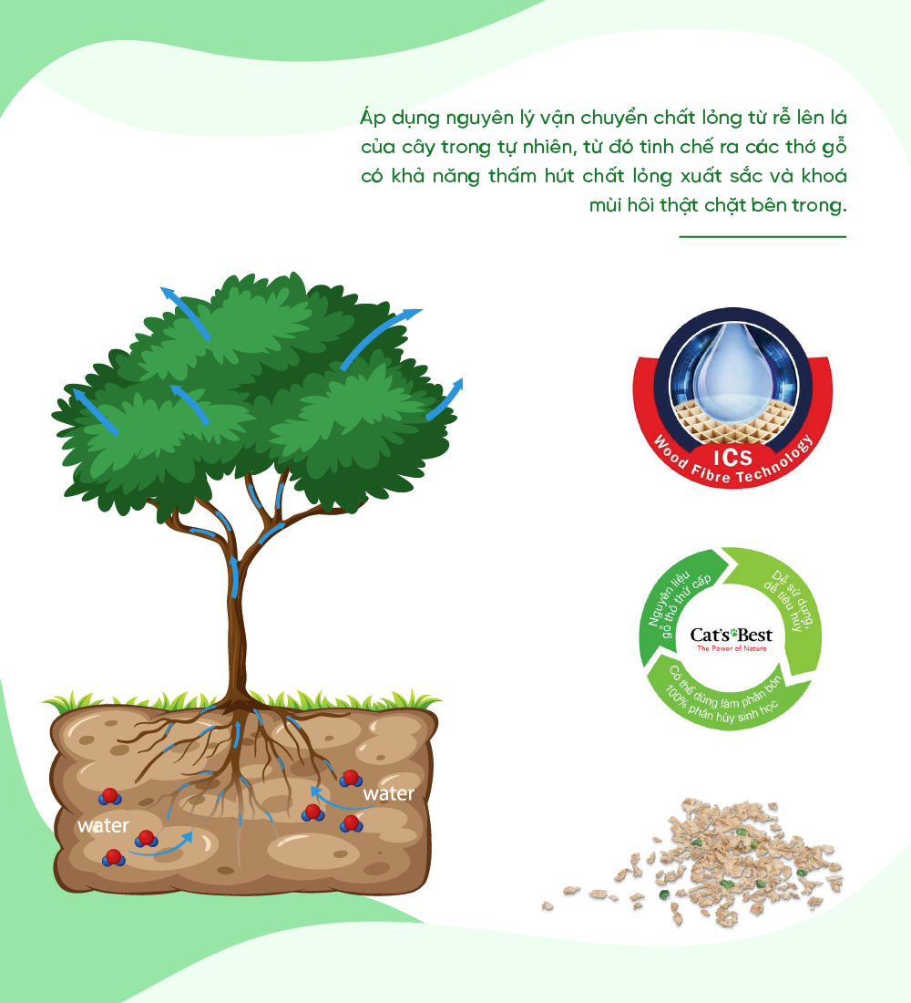 Cát vệ sinh hữu cơ vón cục siêu thấm hút và kháng khuẩn Cat's Best Sensitive