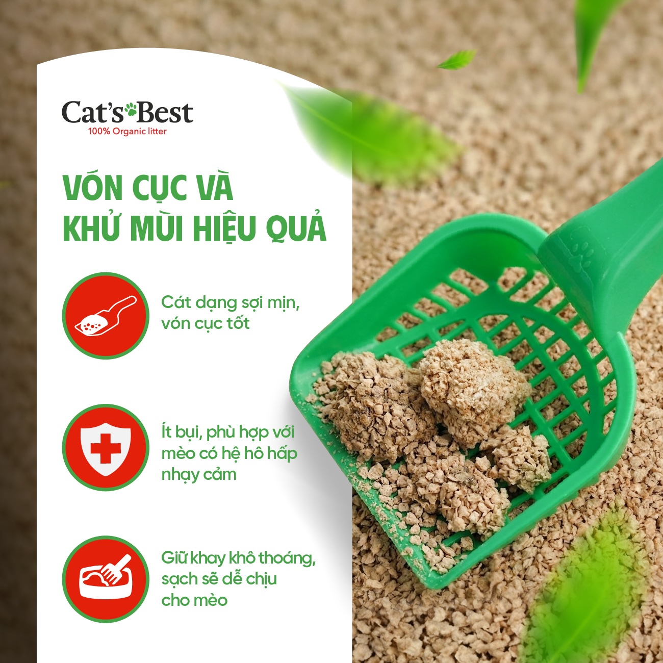 Cát vệ sinh hữu cơ vón cục khử mùi và vi trùng Cat's Best Original