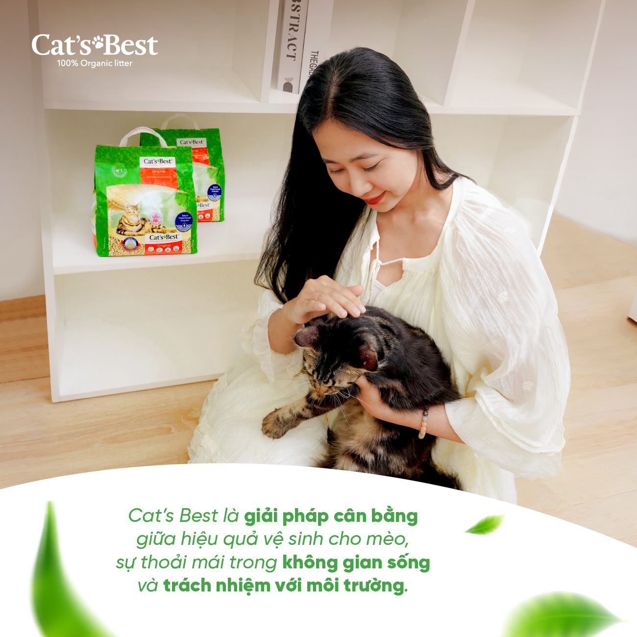 Cát vệ sinh hữu cơ vón cục khử mùi và vi trùng Cat's Best Original