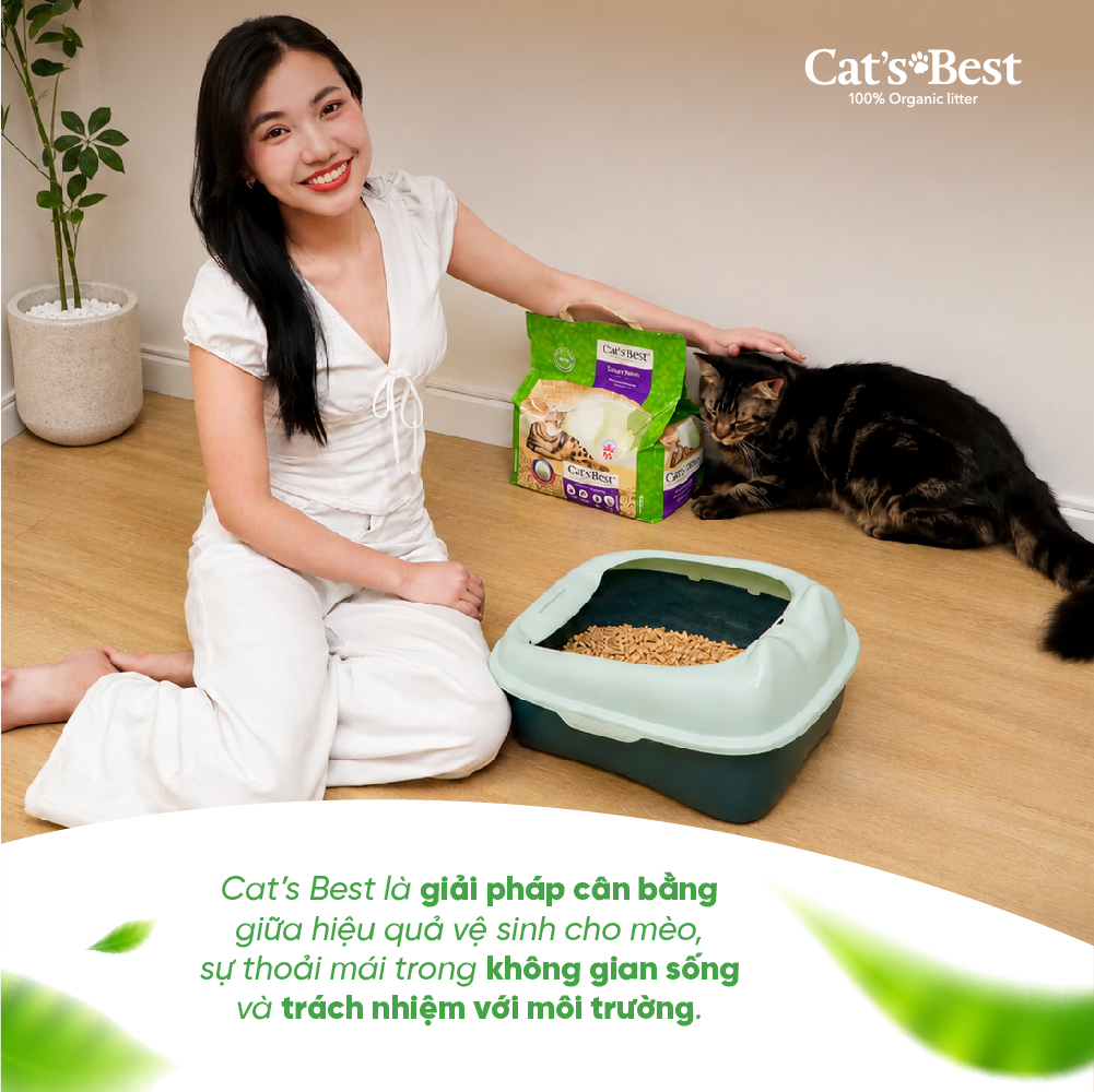 Cát vệ sinh hữu cơ vón cục cho mèo lông dài Cat’s Best Smart Pellets