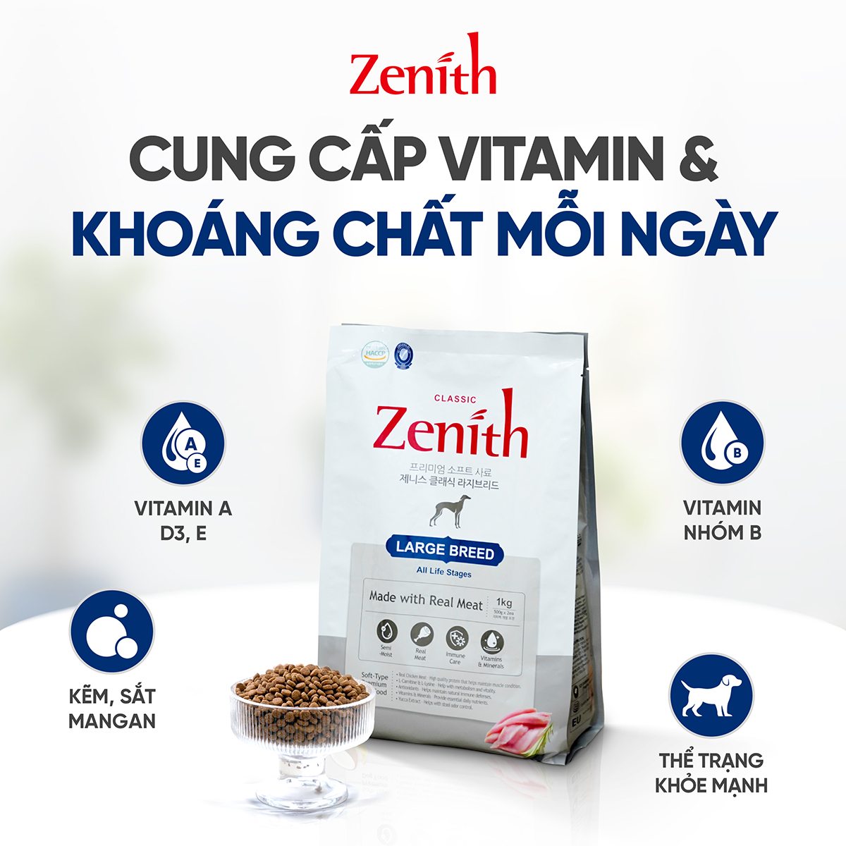 Thức ăn hạt mềm Zenith chó giống lớn