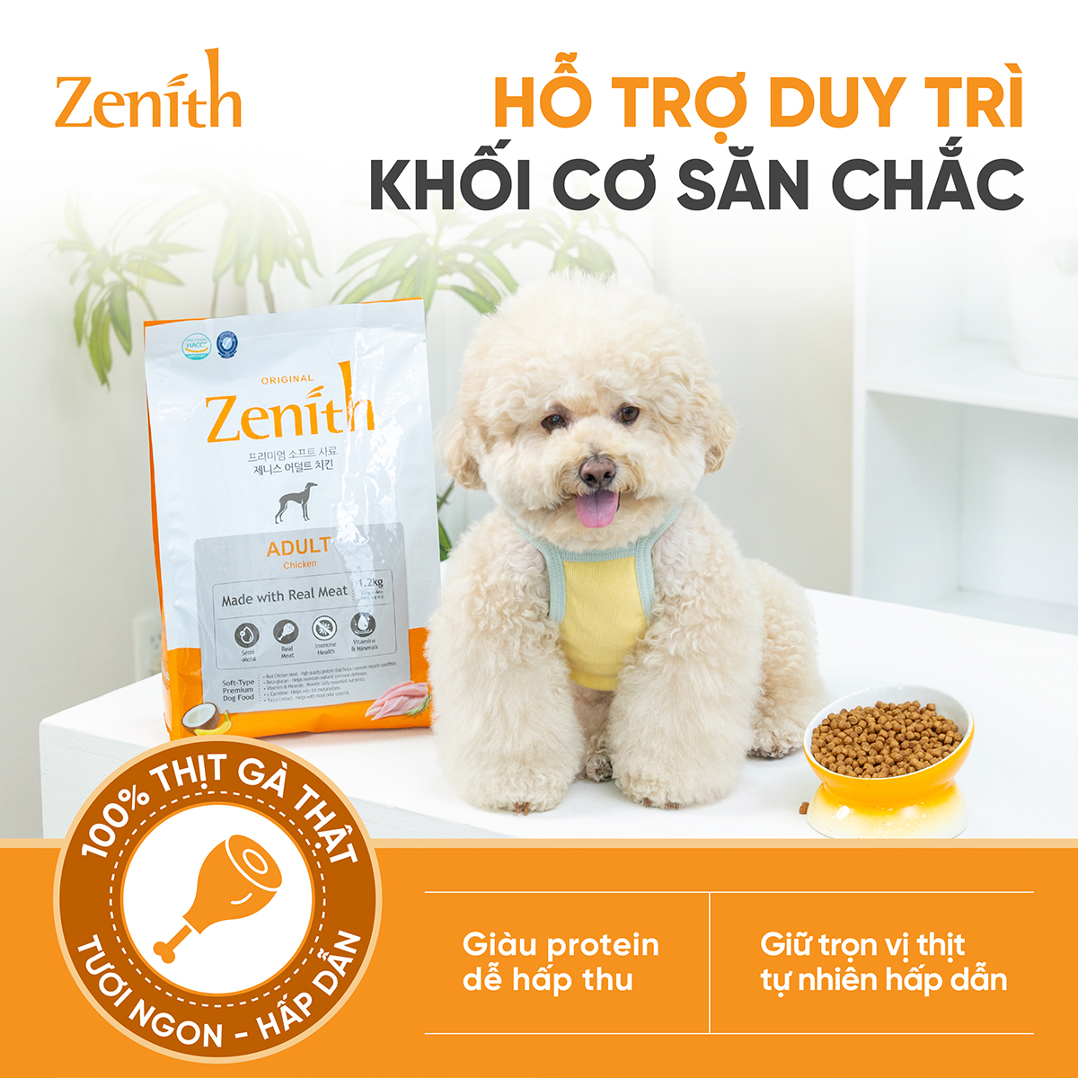 Thức ăn hạt mềm Zenith thịt gà cho chó trưởng thành