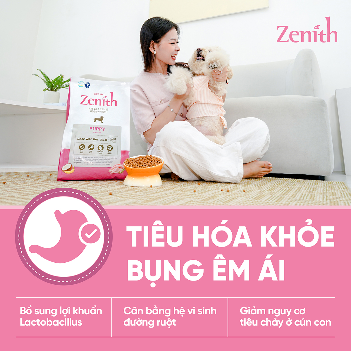 Thức ăn hạt mềm Zenith thịt gà chó con