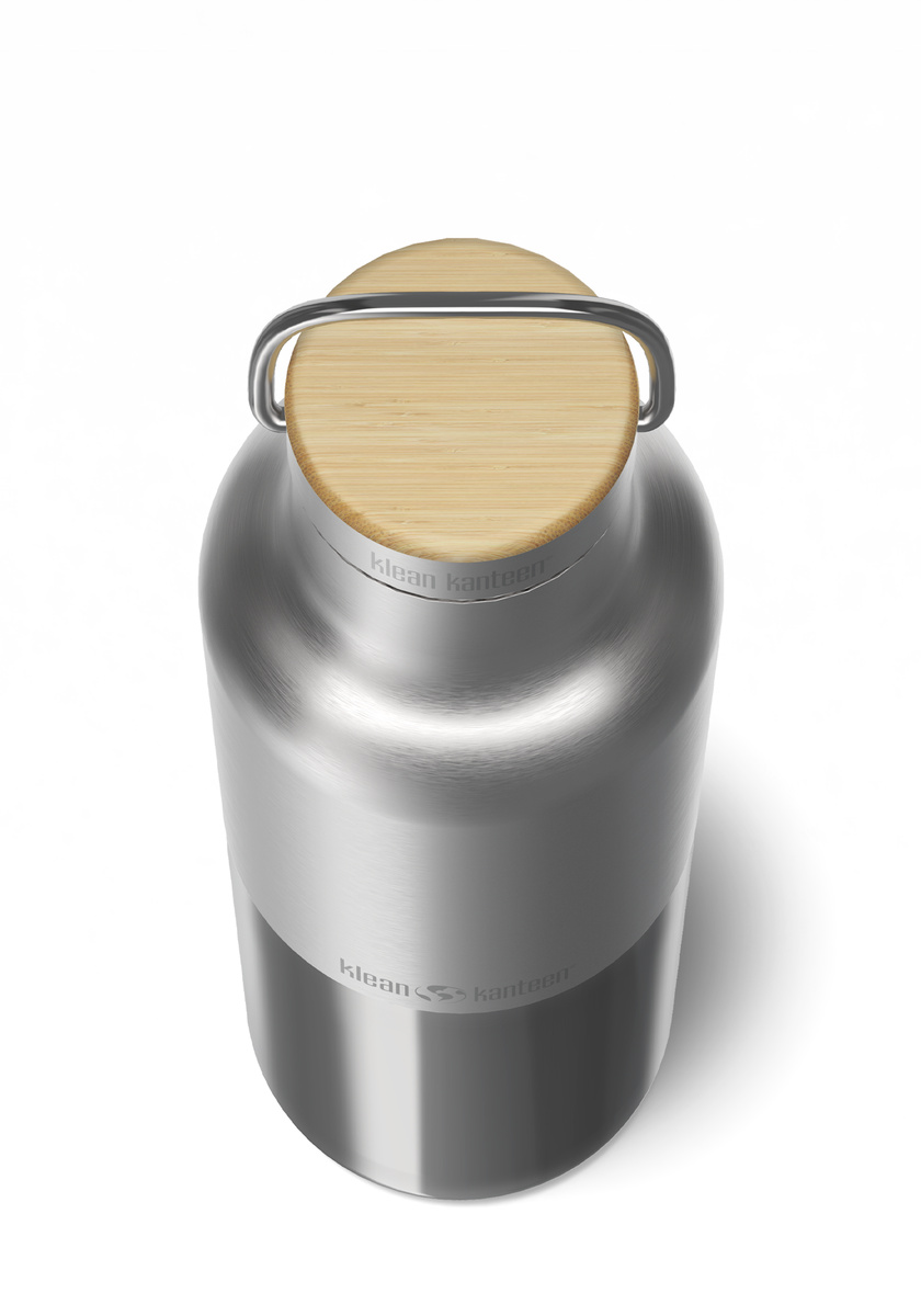 Bình Giữ Nhiệt Klean Kanteen Rise Reflect 20oz 592ml Nắp Tre Bamboo Cap Màu inox Brushed Stainless, Inox 18/8 Chính Hãng