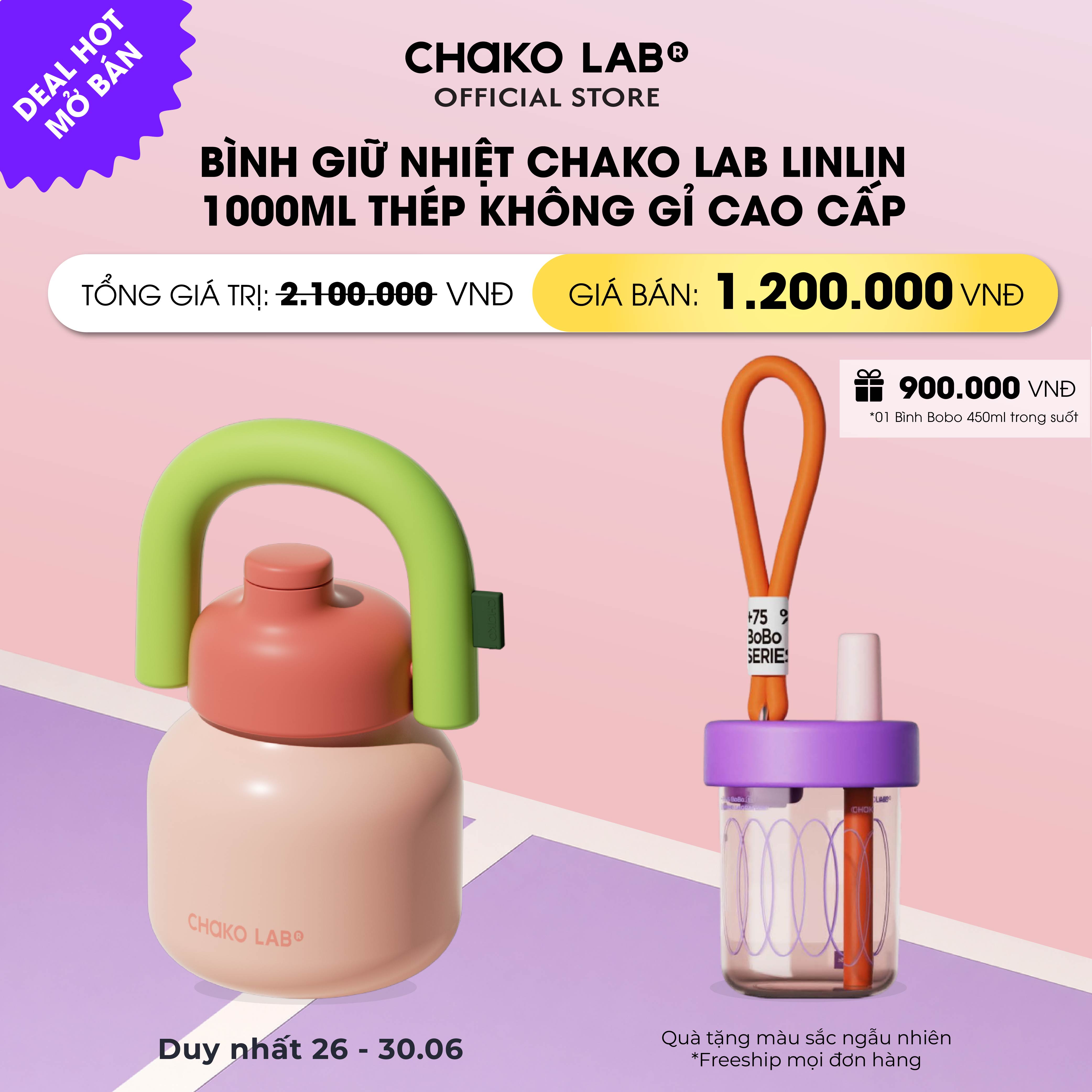 Bình Giữ Nhiệt Thời Trang Inox 316 Chako Lab Lin Lin 1000ml