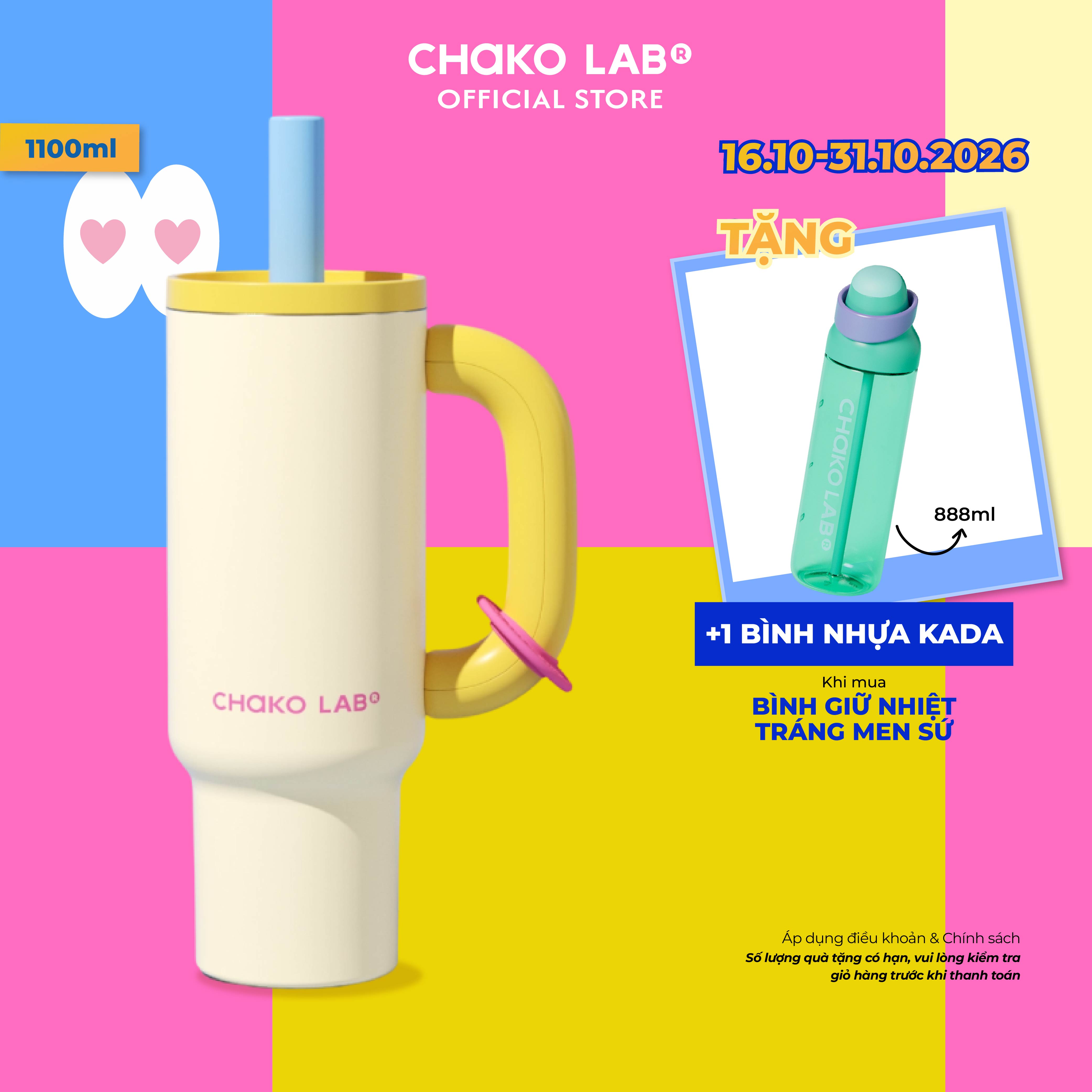 Bình Giữ Nhiệt Tráng Men Sứ Hữu Cơ  Chako Lab Bawang 1100ml
