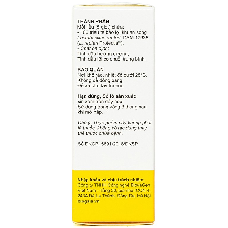 Men vi sinh BioGaia Protectis Baby Drops Lọ 5ml nhỏ giọt trẻ 0m+ bổ sung lợi khuẩn cho đường tiêu hóa