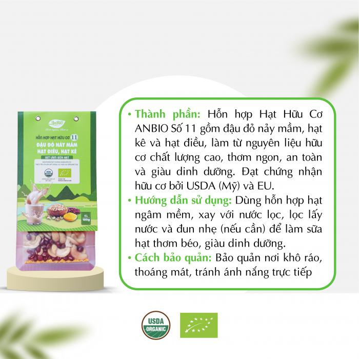 Hỗn hợp hạt hữu cơ 11 | Hạt kê- Hạt điều- Đậu đỏ nảy mầm